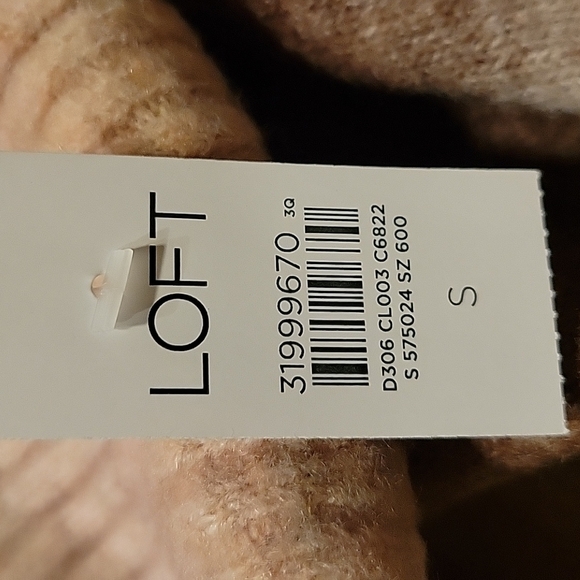 LOFT NWT pink and brown sweater.  Very wam and cozy. 3% wool.  size S - Picture 6 of 8